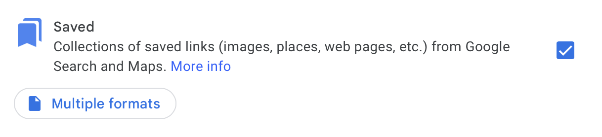 Google Takeout showing Maps (your places) selection screen
